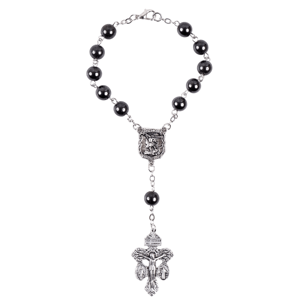 Hematite Decade Rosary with Lobster Clasp - JMJ Catholic Productsvariant