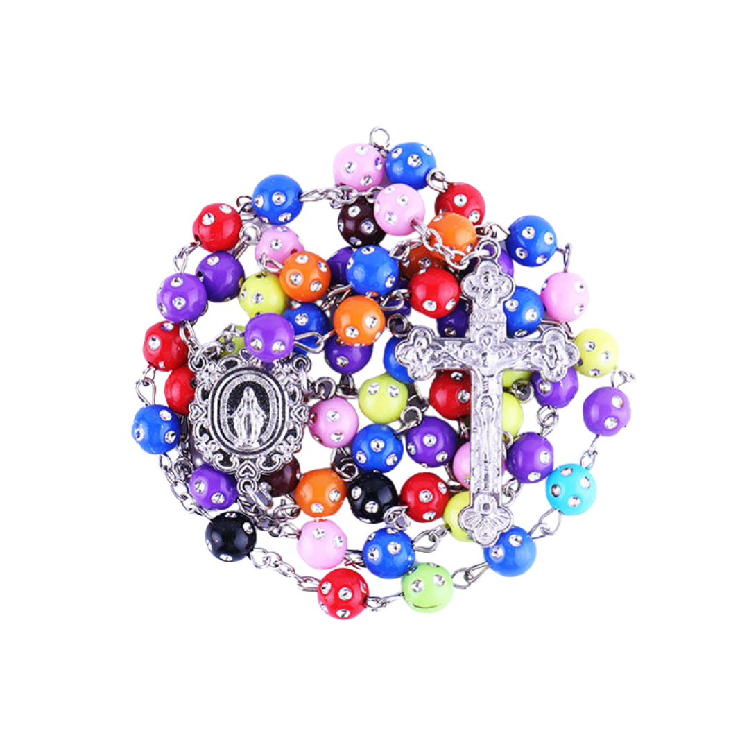 High-Gloss Bright Multi-Colour Rosary