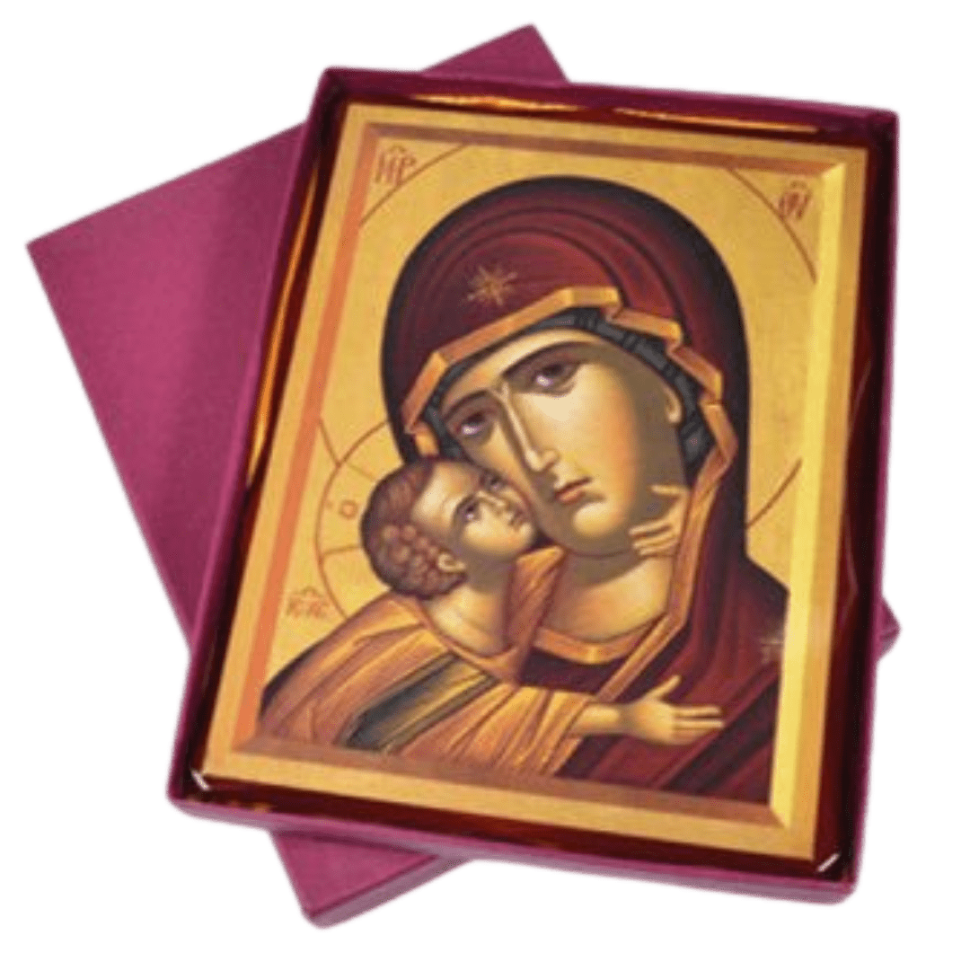 Holy Mother and Child - Brown Wooden Plaque (16 x 21 cm) - JMJ Catholic Productsvariant