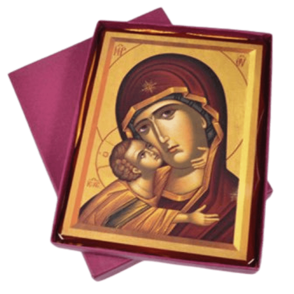 Holy Mother and Child - Brown Wooden Plaque (16 x 21 cm) - JMJ Catholic Productsvariant