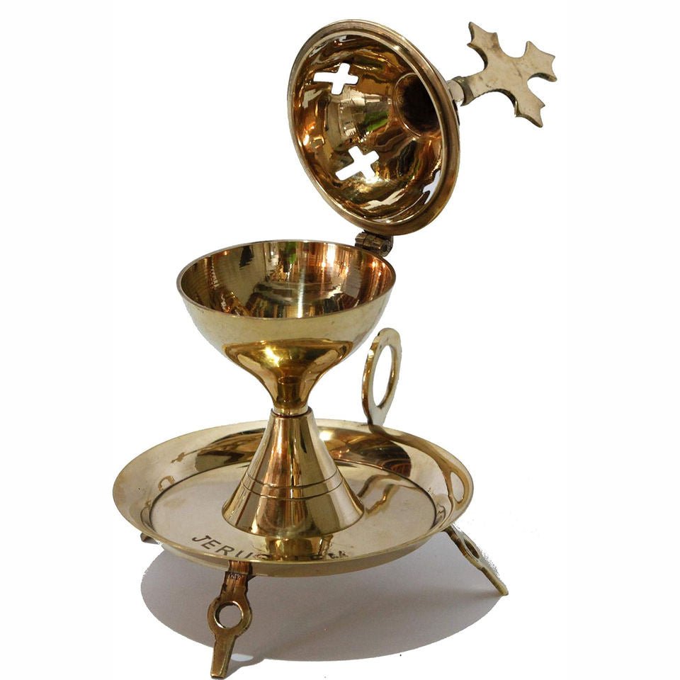 Jerusalem Brass Incense Burner — Hand-Crafted Sanctuary Censer - JMJ Catholic Productsvariant