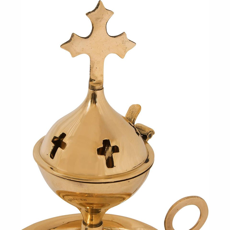 Jerusalem Brass Incense Burner — Hand-Crafted Sanctuary Censer - JMJ Catholic Productsvariant