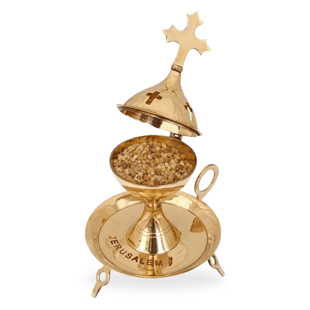 Jerusalem Brass Incense Burner — Hand-Crafted Sanctuary Censer - JMJ Catholic Productsvariant