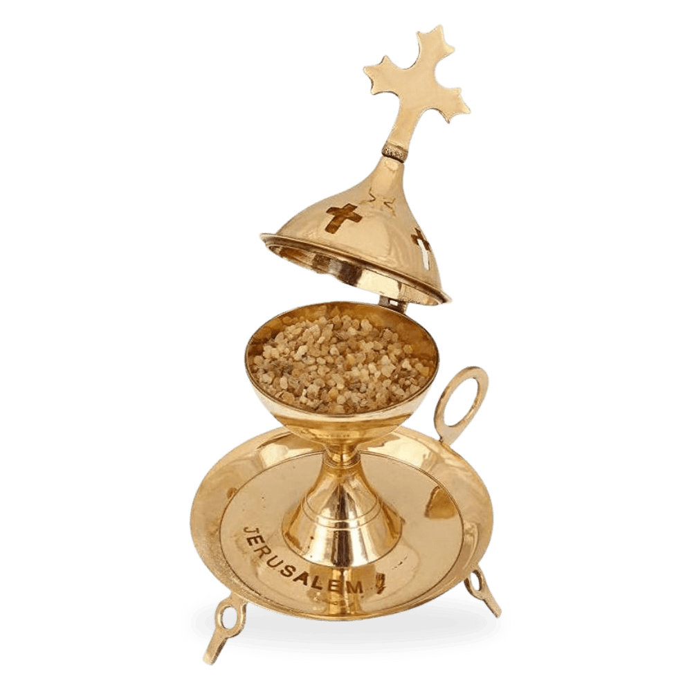 Jerusalem Brass Incense Burner — Hand-Crafted Sanctuary Censer - JMJ Catholic Productsvariant