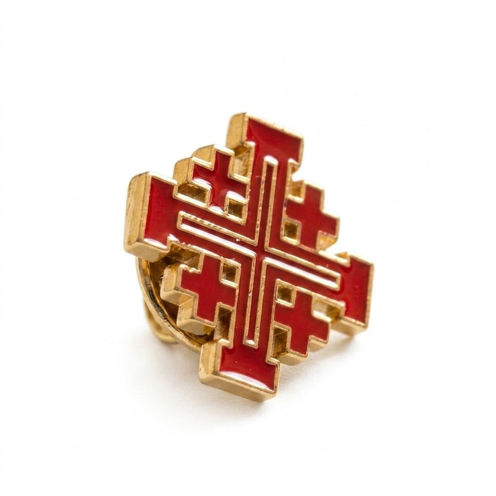 Jerusalem Crucifix Brooch Pin – Red - JMJ Catholic Productsvariant