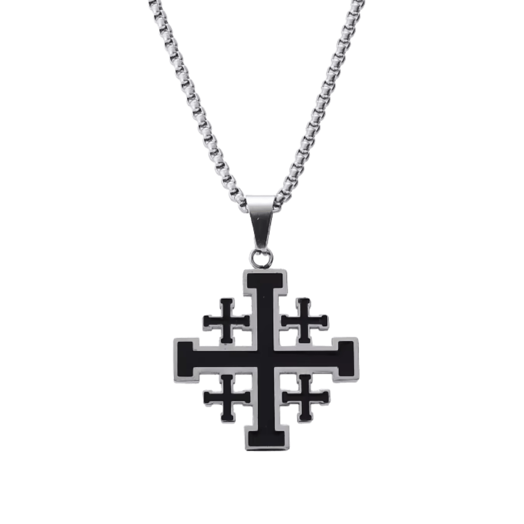 Jerusalem Crucifix Necklace — Red Enamel, Gold-Plated and Silver-Plated - JMJ Catholic Productsvariant