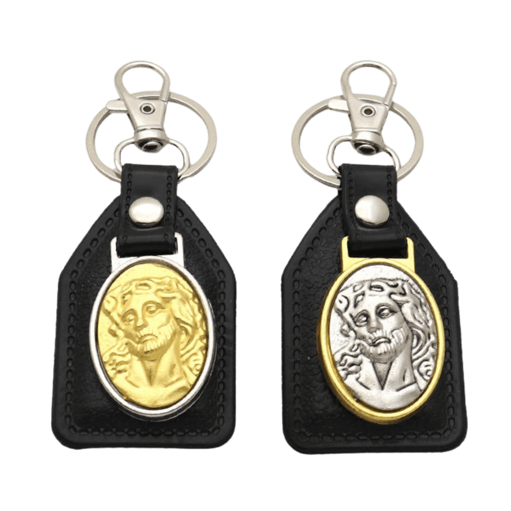 Jesus Christ Portrait Catholic Leatherette Keyring (2 Colours Available) - JMJ Catholic Productsvariant