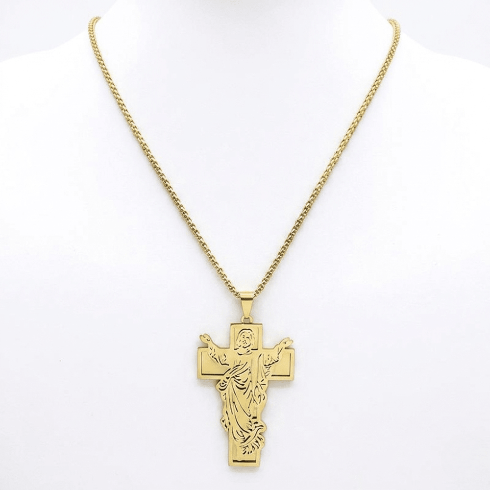 Jesus Crucifix Pendant Necklace — Gold Plated Stainless Steel - JMJ Catholic Productsvariant