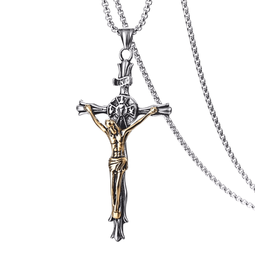 Jesus Crucifix Pendant Necklace — Silver Plated or Silver & Gold Plated - JMJ Catholic Productsvariant