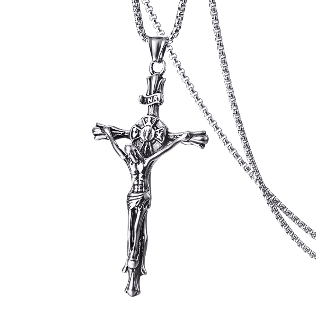 Jesus Crucifix Pendant Necklace — Silver Plated or Silver & Gold Plated - JMJ Catholic Productsvariant