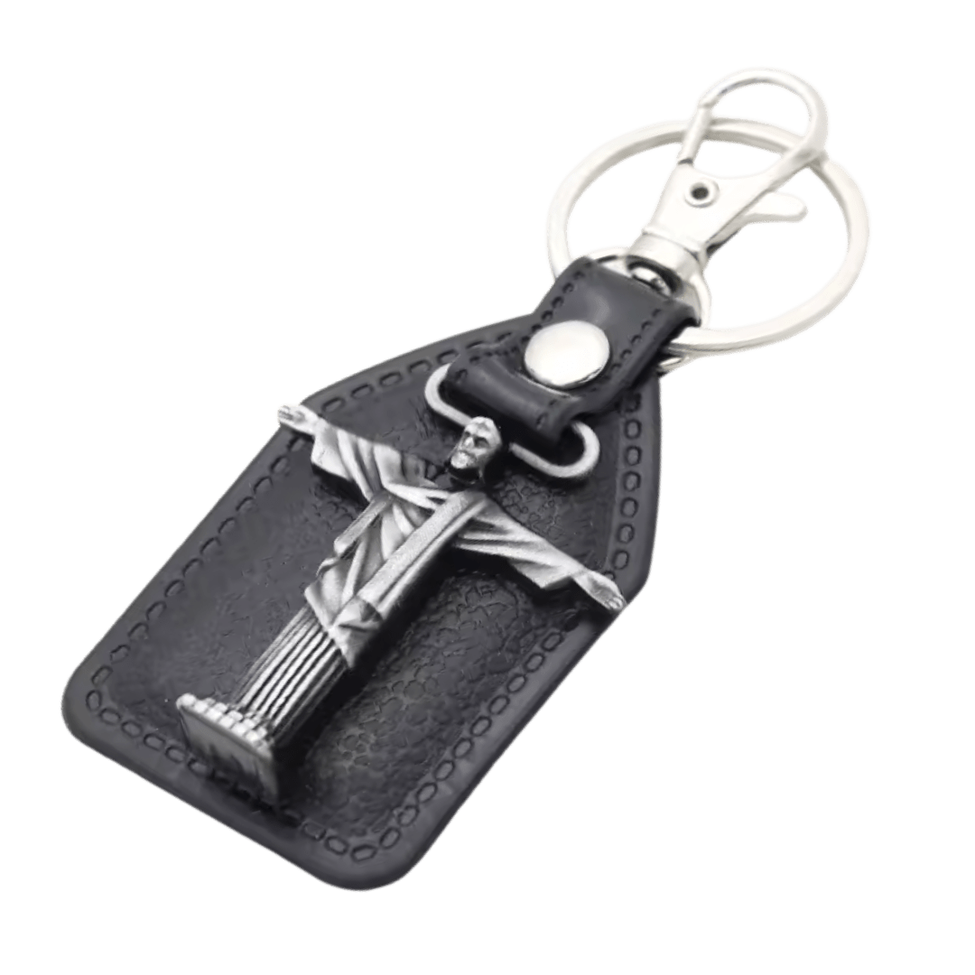 Jesus on the Crucifix Catholic Leatherette Keyring