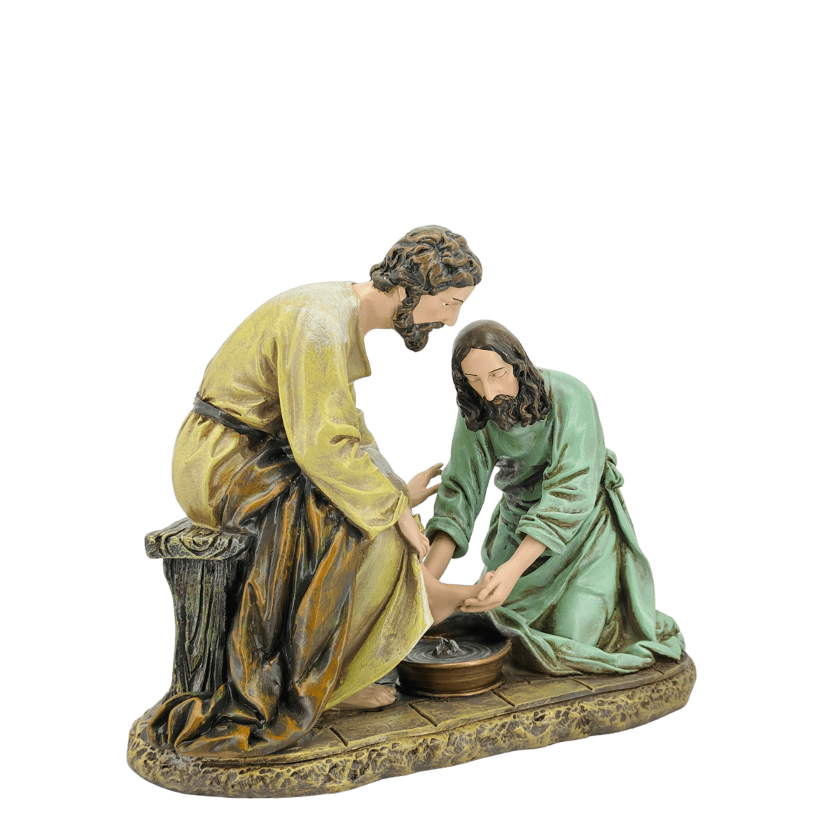 Jesus Washing the Disciples' Feet — Devoted Hand-Painted Resin Statue (Medium, 16cm) - JMJ Catholic Productsvariant