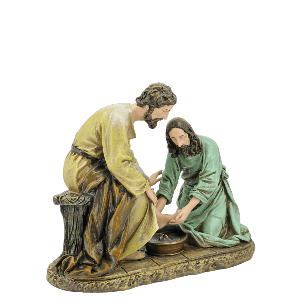 Jesus Washing the Disciples' Feet — Devoted Hand-Painted Resin Statue (Medium, 16cm) - JMJ Catholic Productsvariant