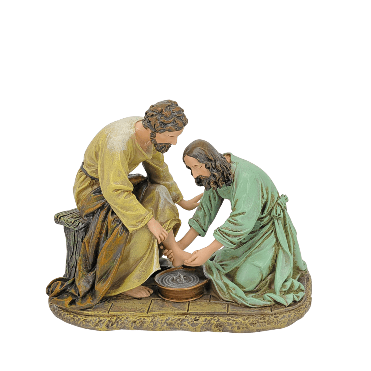 Jesus Washing the Disciples' Feet — Devoted Hand-Painted Resin Statue (Medium, 16cm) - JMJ Catholic Productsvariant