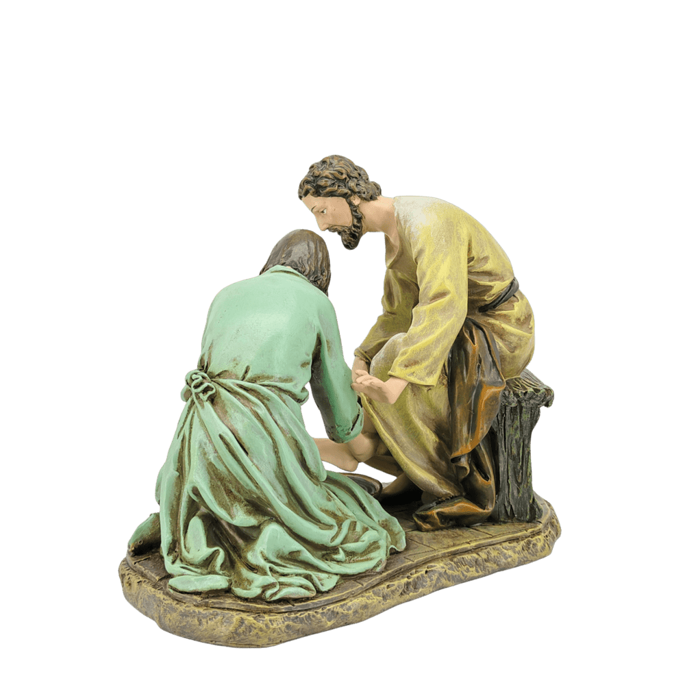 Jesus Washing the Disciples' Feet — Devoted Hand-Painted Resin Statue (Medium, 16cm) - JMJ Catholic Productsvariant