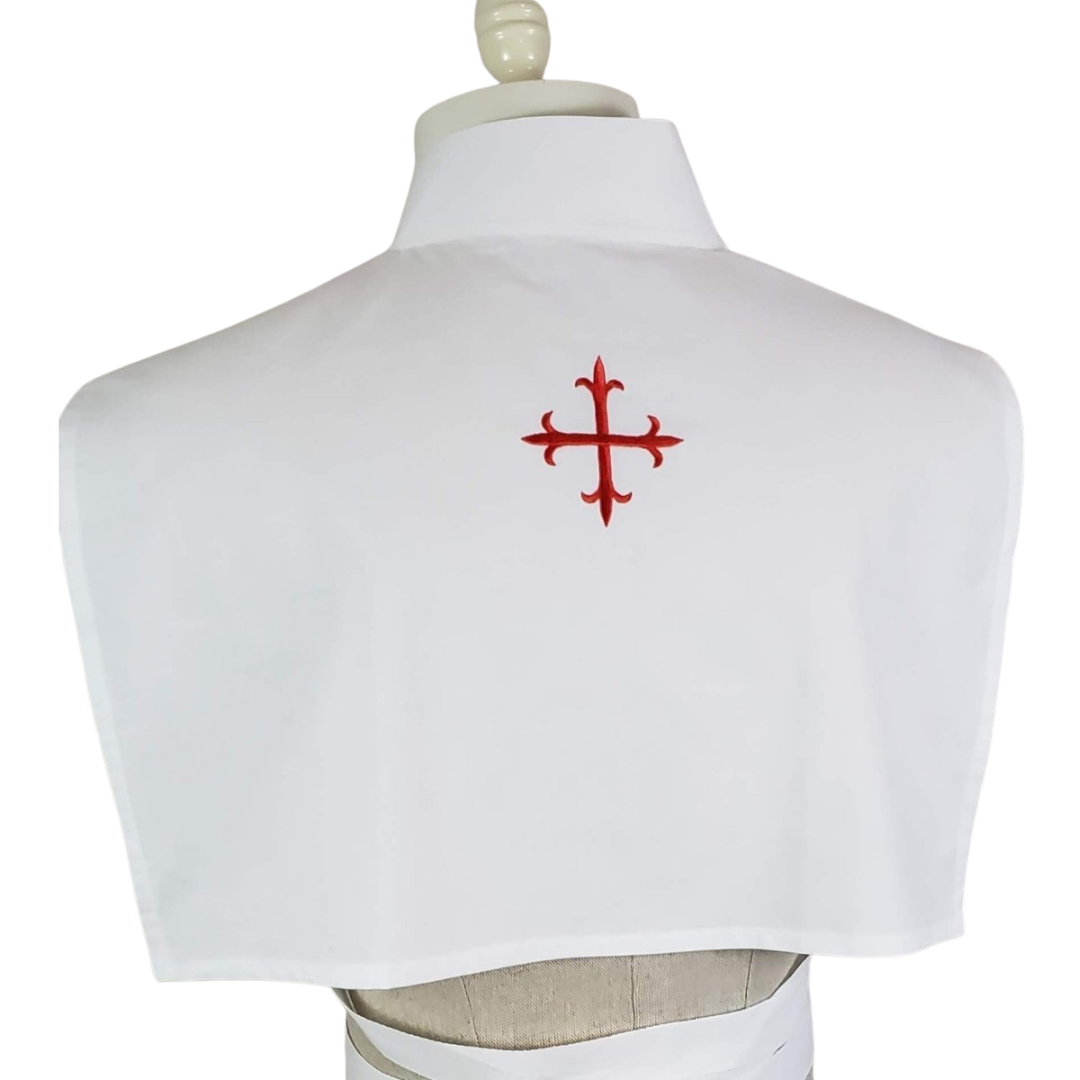Front wrap Amice with ties (White and Red Crucifix)