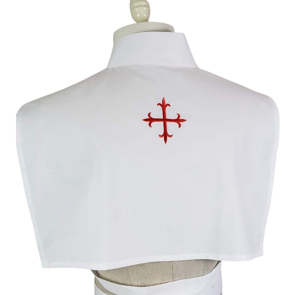 Front wrap Amice with ties (White and Red Crucifix)