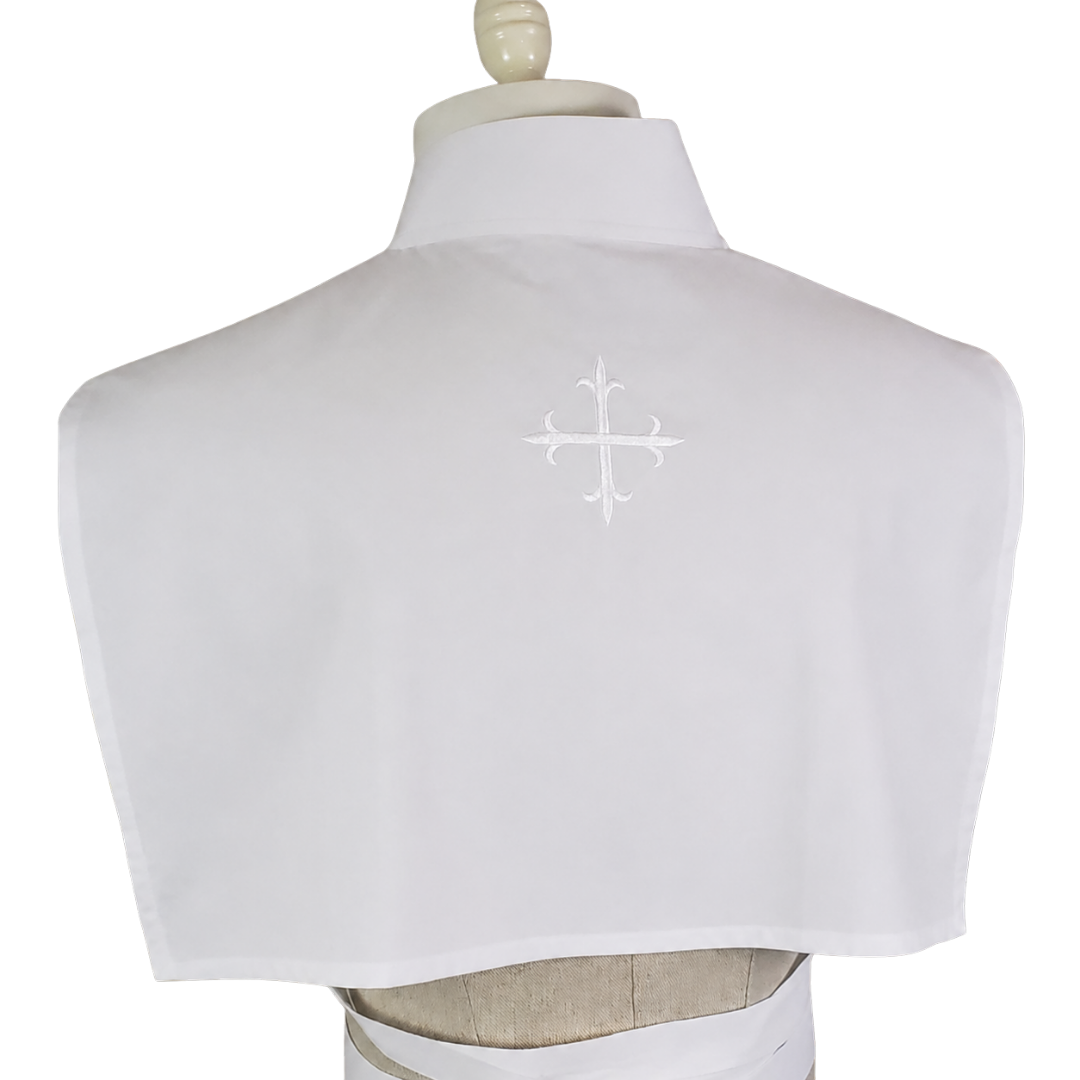 Front wrap Amice with ties (White and Red Crucifix)