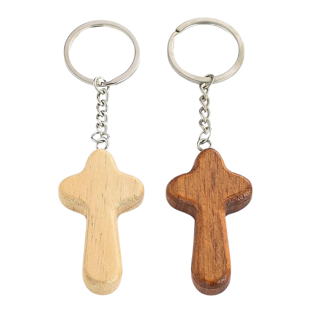 Wooden Comfort Crucifix Keychain – Light Brown or Dark Brown (12.5cm)