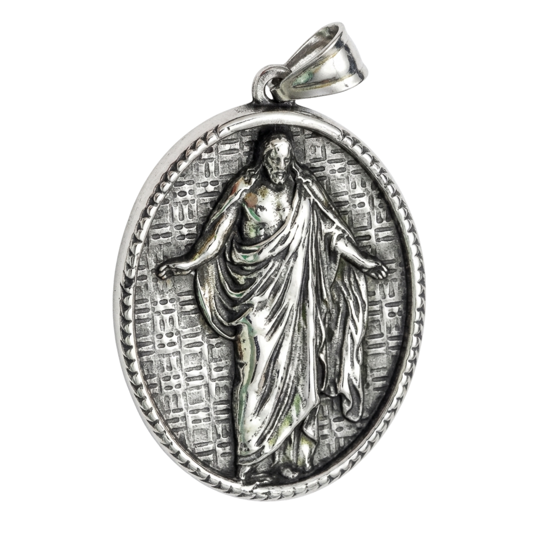Risen Jesus Medal Pendant – Antique Style Catholic Necklace