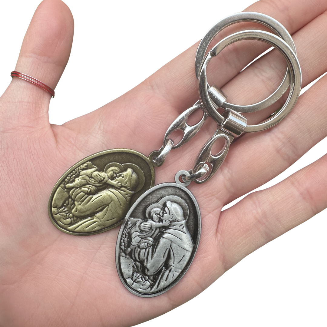 St. Christopher & St. Anthony Double-Sided Catholic Keyring – 2 Colours Available