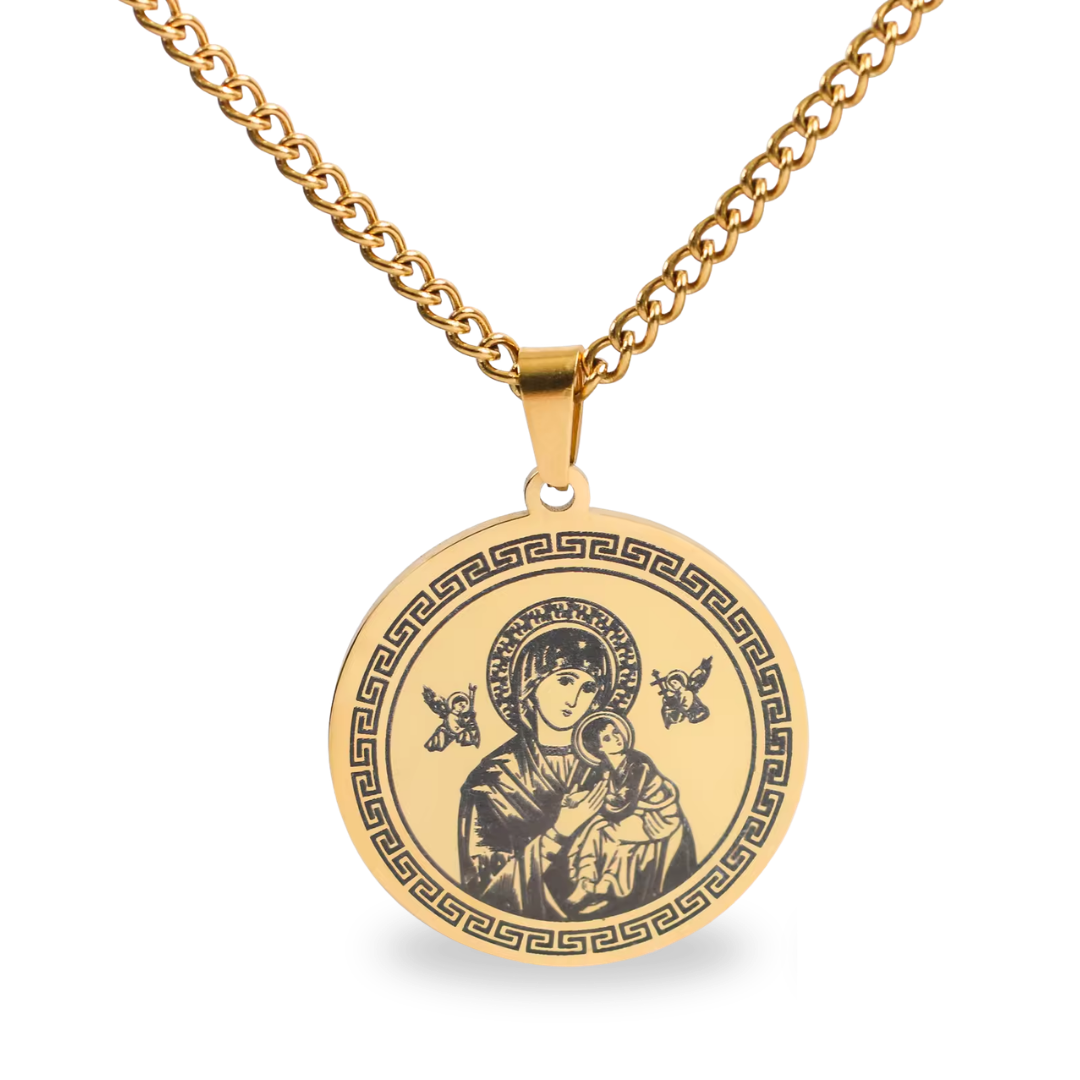 Our Lady of Guadalupe Gold-Plated Pendant Necklace (Chain Length 60cm)