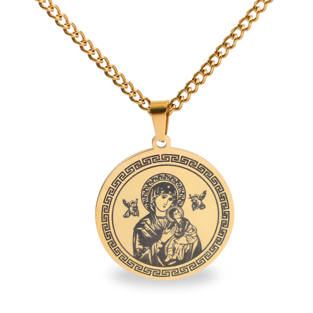 Our Lady of Guadalupe Gold-Plated Pendant Necklace (Chain Length 60cm)