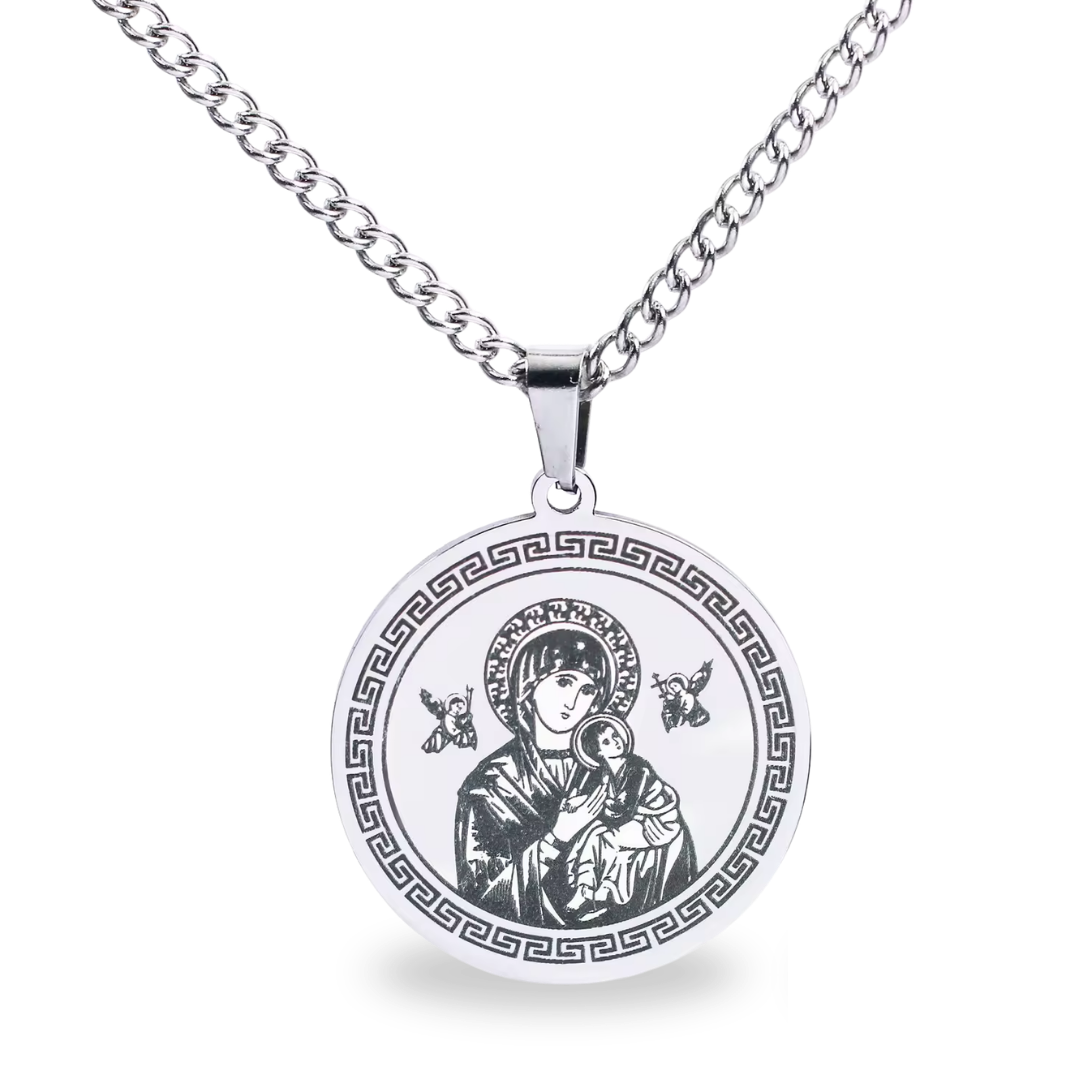 Our Lady of Guadalupe Silver Pendant Necklace (Chain Length 60cm)