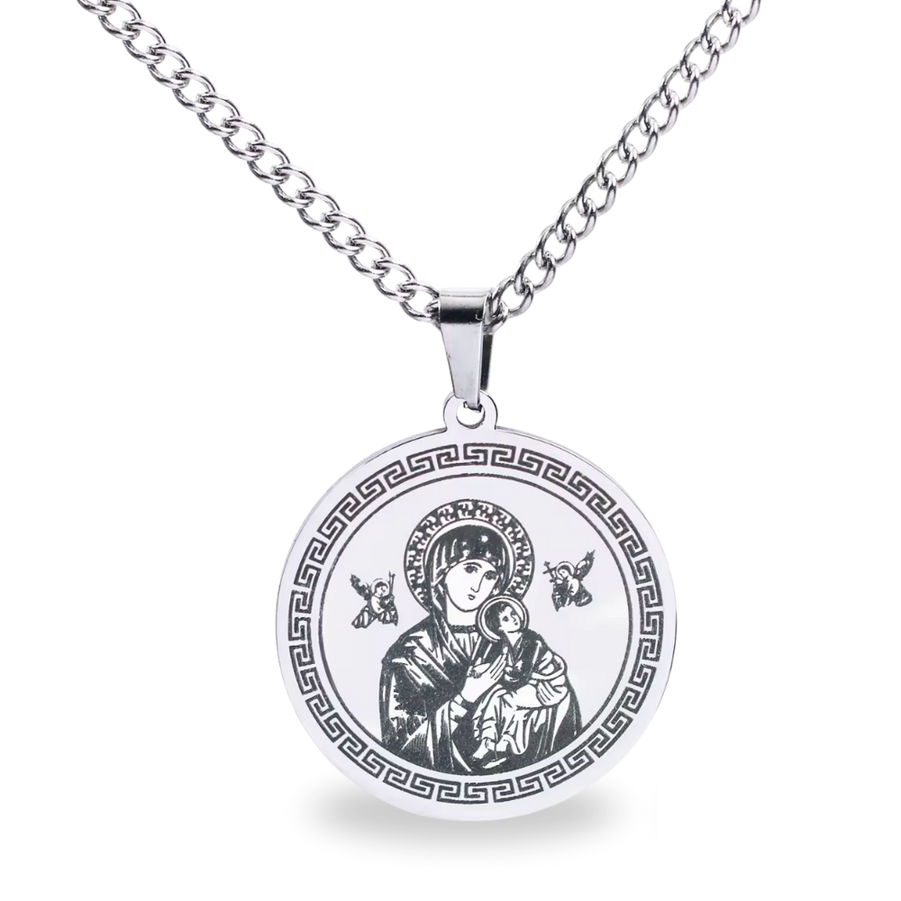 Our Lady of Guadalupe Silver Pendant Necklace (Chain Length 60cm)