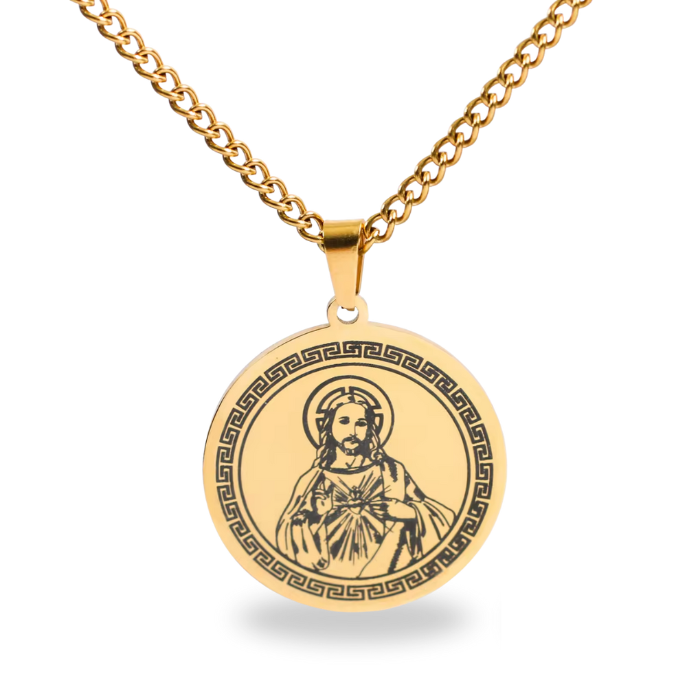 Sacred Heart of Jesus Gold-Plated Pendant Necklace (Chain Length 60cm)