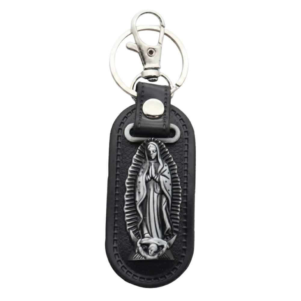 Our Lady of Guadalupe Catholic Leatherette Keyring - 10 × 3.2 cm
