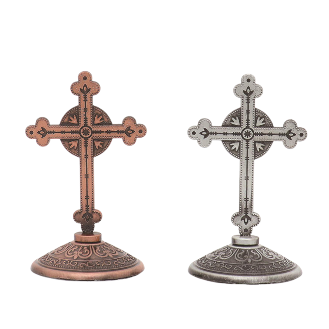 Antique Style Standing Cross Ornament – 9 × 5 cm (2 Colours Available)