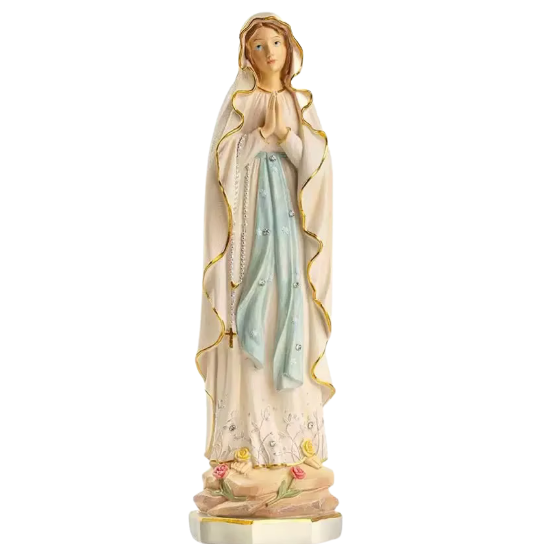 Our Lady of Lourdes - Resin Statue with Sparkling Diamantes - 30cm