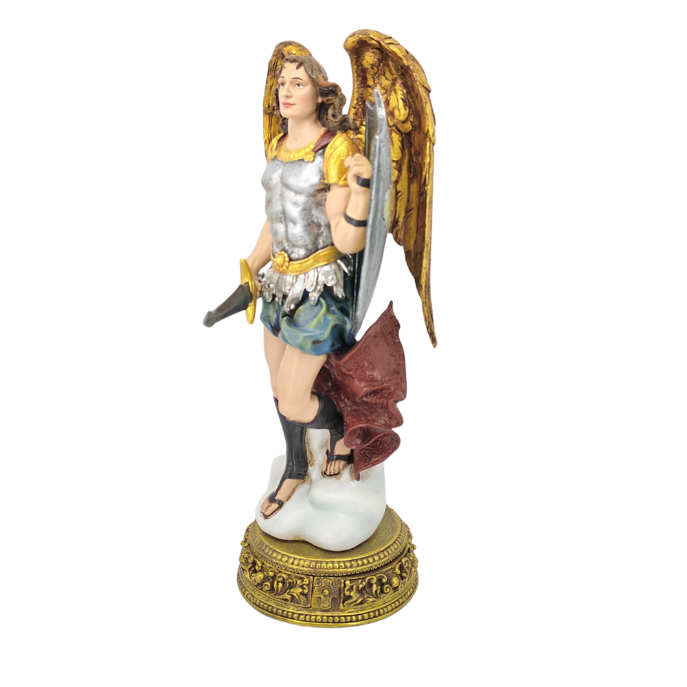 St Michael Ornamental Statue Figurine - Hand Painted Resin - Large (27cm)