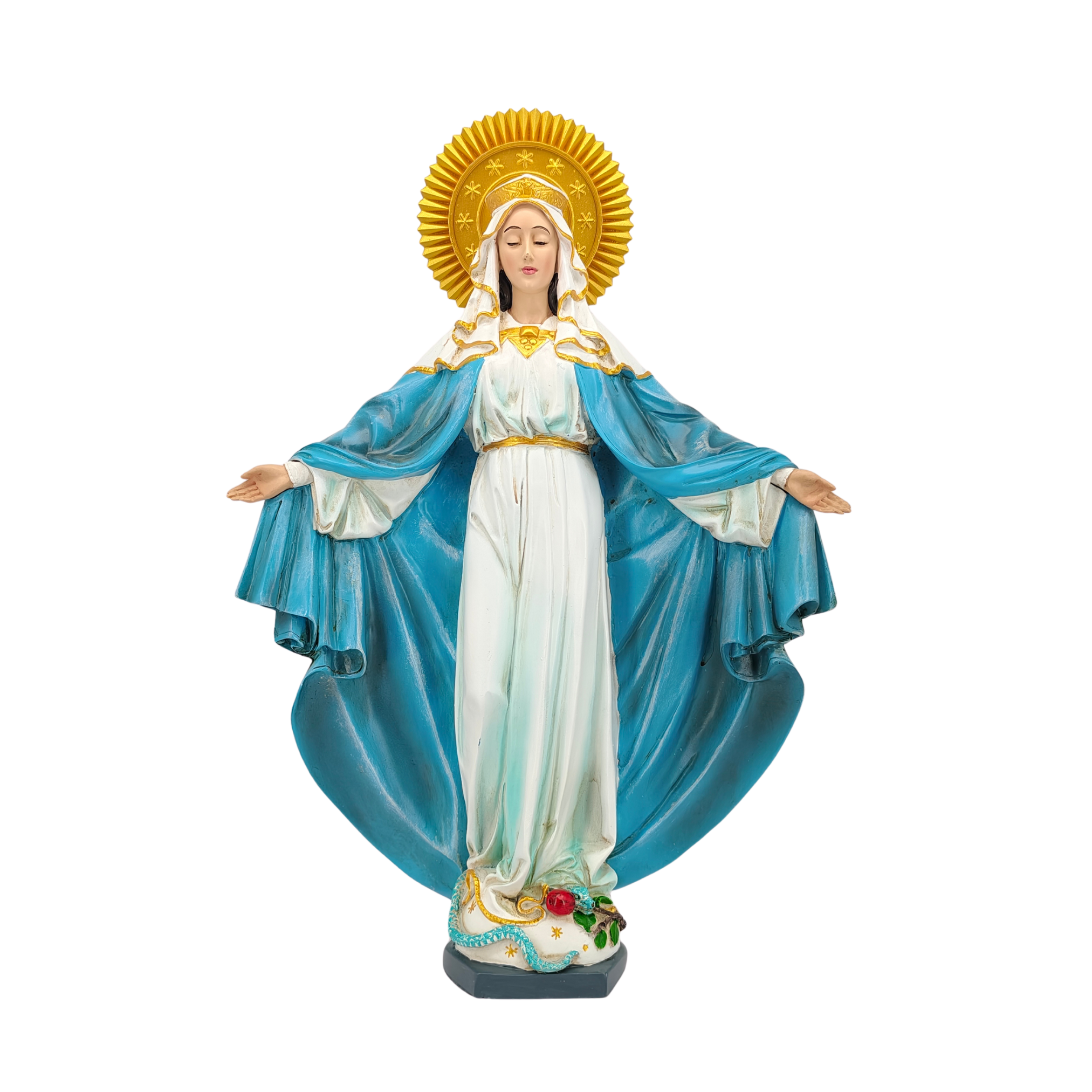 Virgin Mary Immaculate Ornamental Statue Figurine - Hand Painted Resin - Large (30cm)