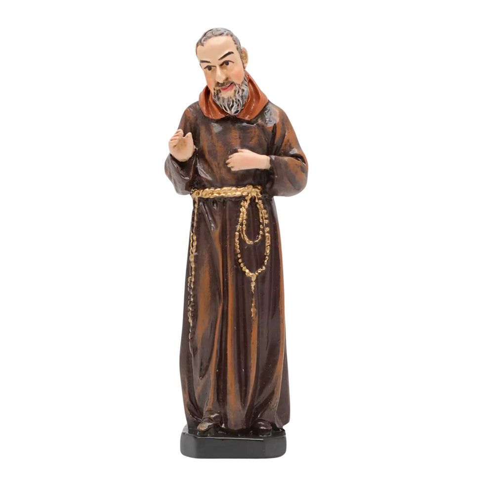 St. Pio Ornamental Statue Figurine - Hand Painted Resin - Small (8cm)