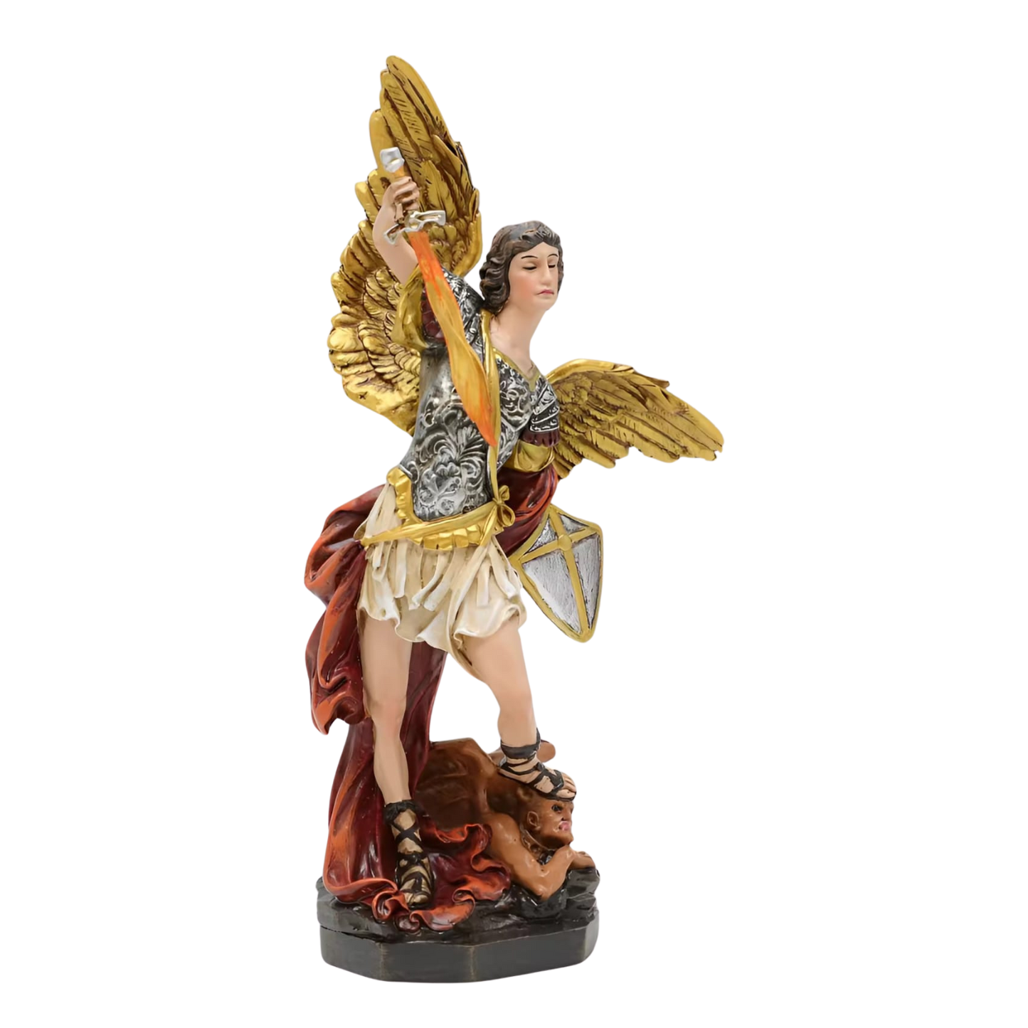 Archangel Michael Ornamental Statue Figurine - Hand Painted Resin - Medium (15cm)