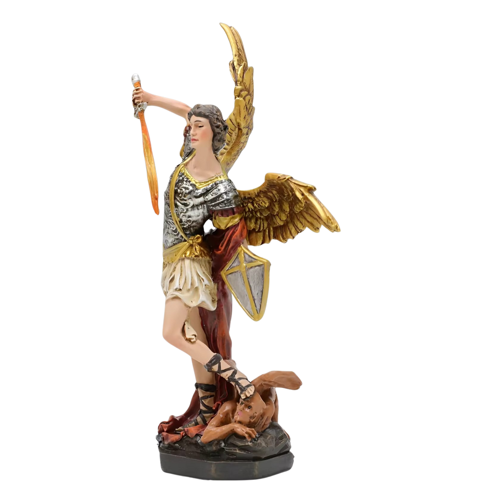 Archangel Michael Ornamental Statue Figurine - Hand Painted Resin - Medium (15cm)