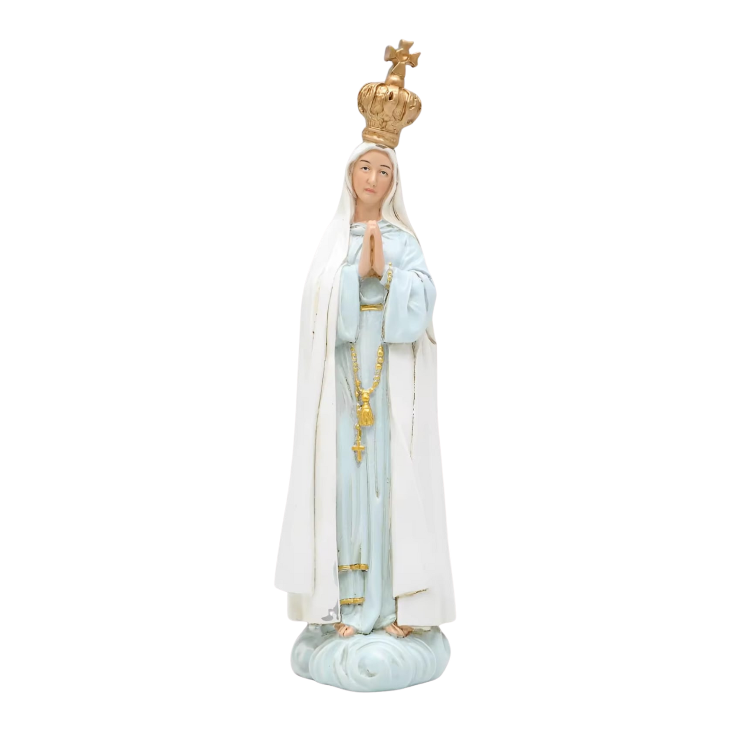 Our Lady of Fatima Ornamental Statue Figurine - Hand Painted Resin - Medium (15cm)