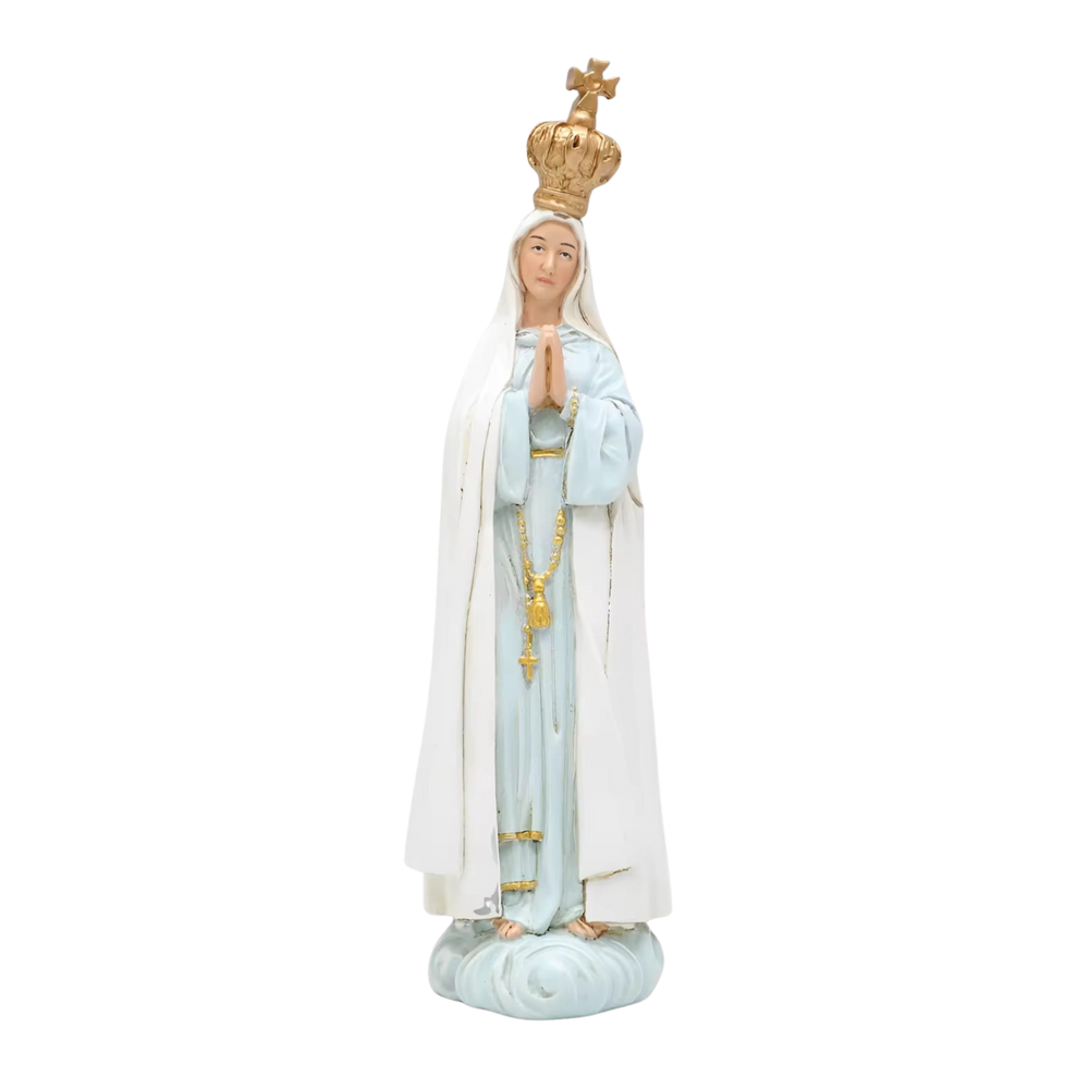 Our Lady of Fatima Ornamental Statue Figurine - Hand Painted Resin - Medium (15cm)