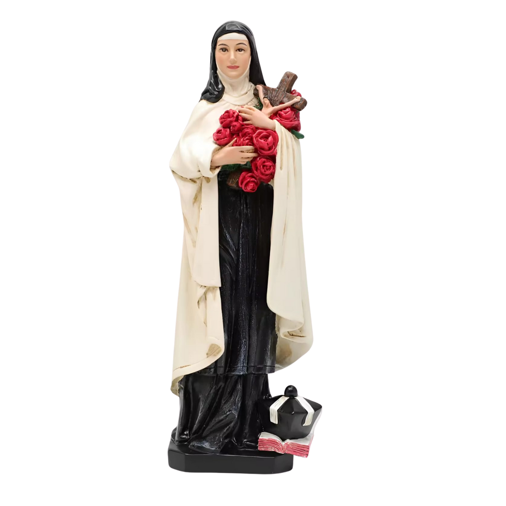 St. Theresa Ornamental Statue Figurine - Hand Painted Resin - Medium (20cm)