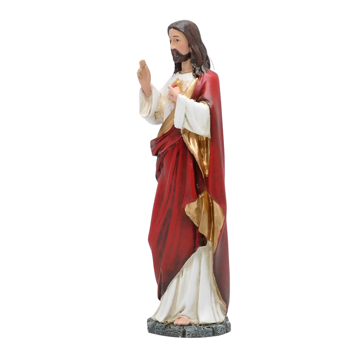 Sacred Heart of Jesus Ornamental Statue Figurine - Hand Painted Resin - Medium (15cm)