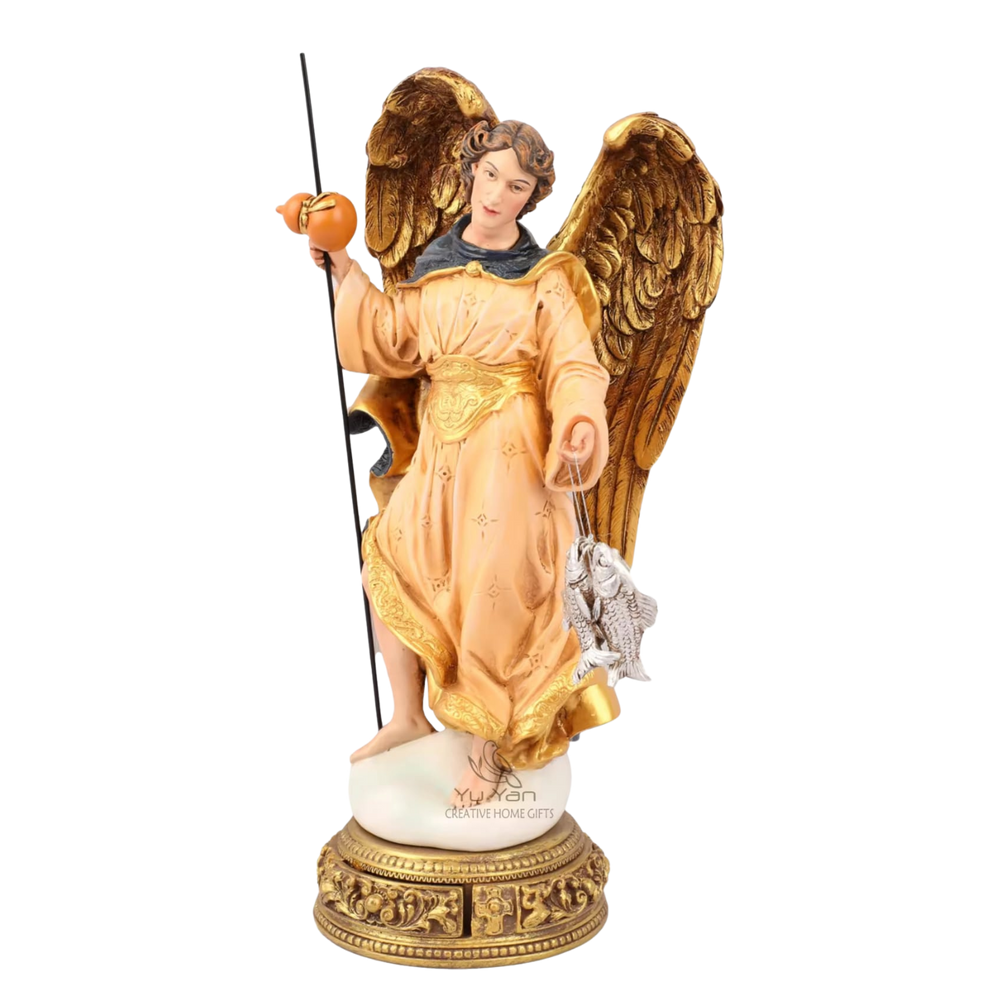 Archangel Raphael Ornamental Statue Figurine - Hand Painted Resin - Large (27cm)