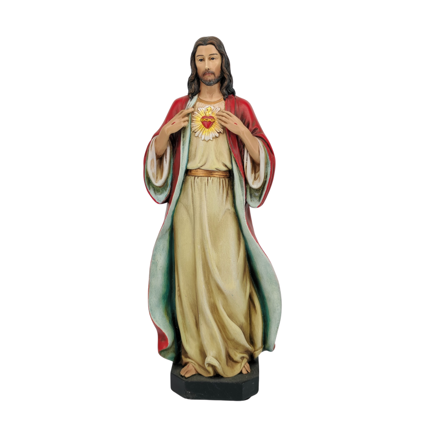 Sacred Heart of Jesus Ornamental Statue Figurine - Hand Painted Resin - Medium (15cm)