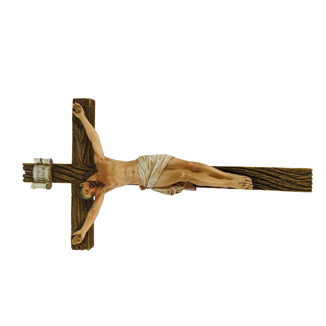 Wooden Wall Crucifixes - Hand Painted Resin - Large (22cm)