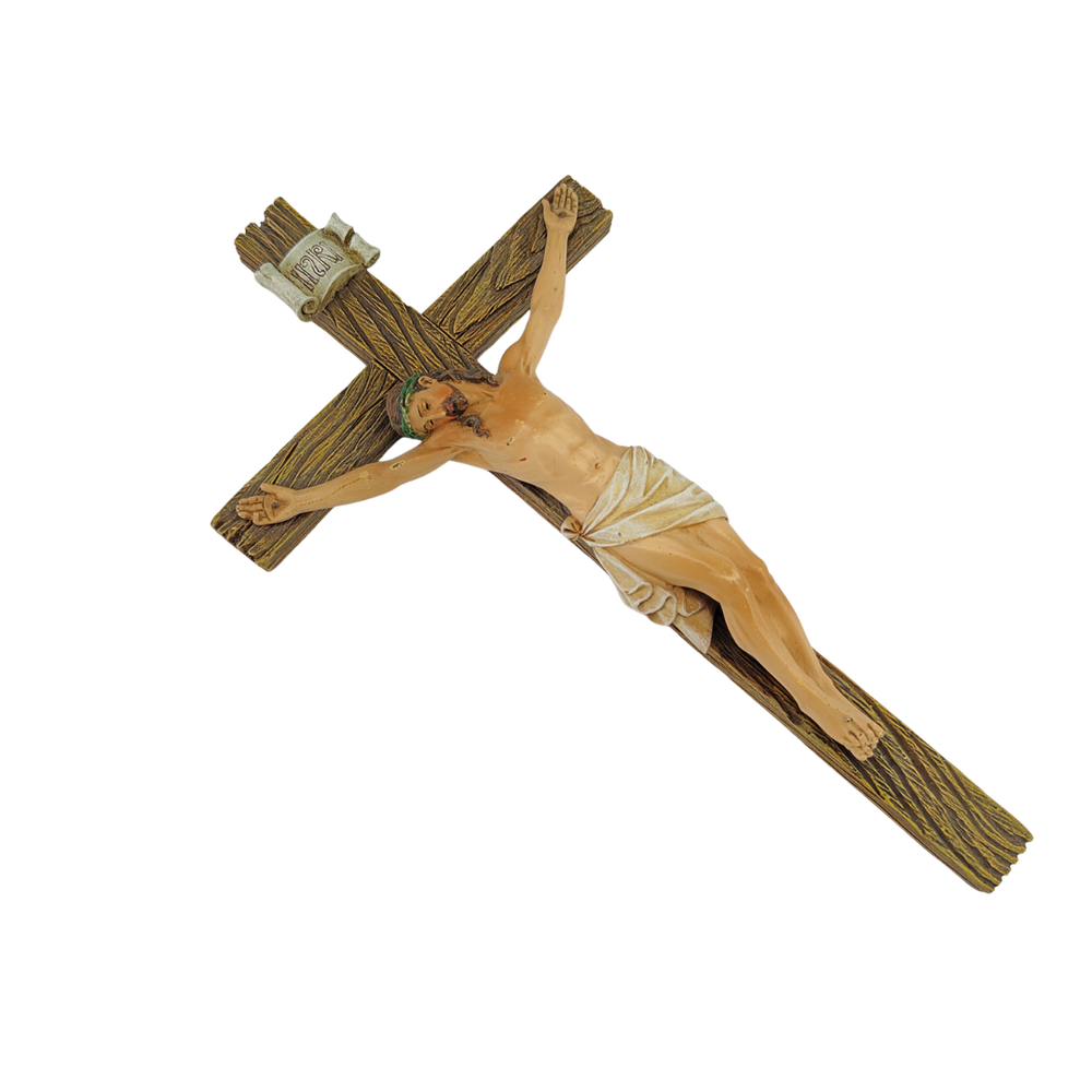 Wooden Wall Crucifixes - Hand Painted Resin - Large (22cm)