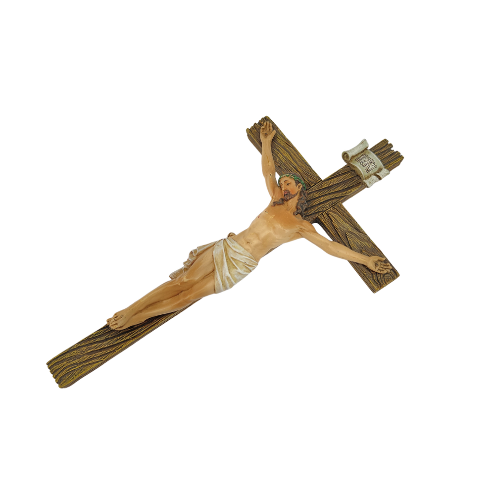 Wooden Wall Crucifixes - Hand Painted Resin - Large (22cm)