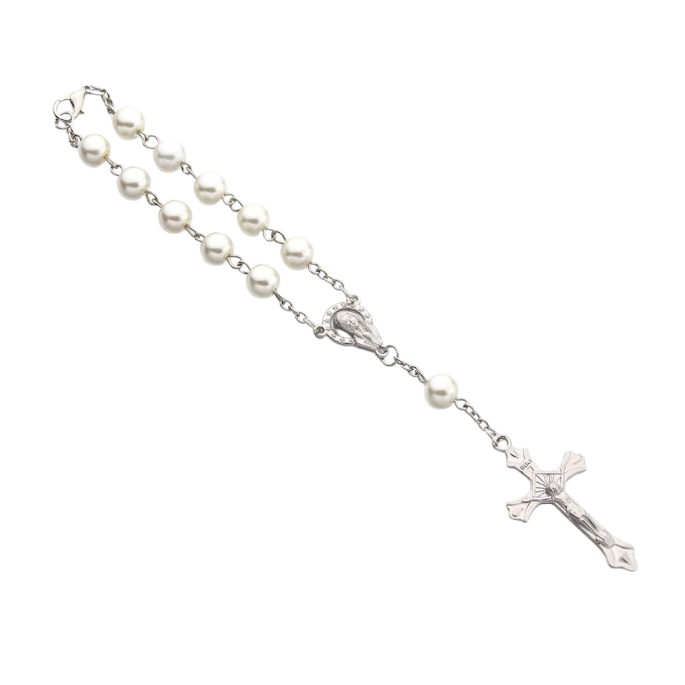 One-Decade Pearl & Crystal Rosary Bracelet