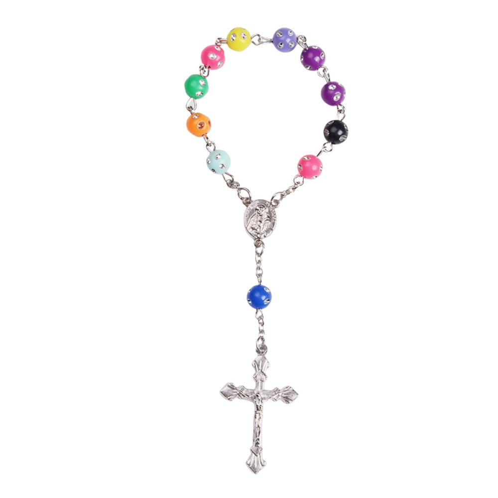 Rainbow Mirror Bead Rosary Bracelet
