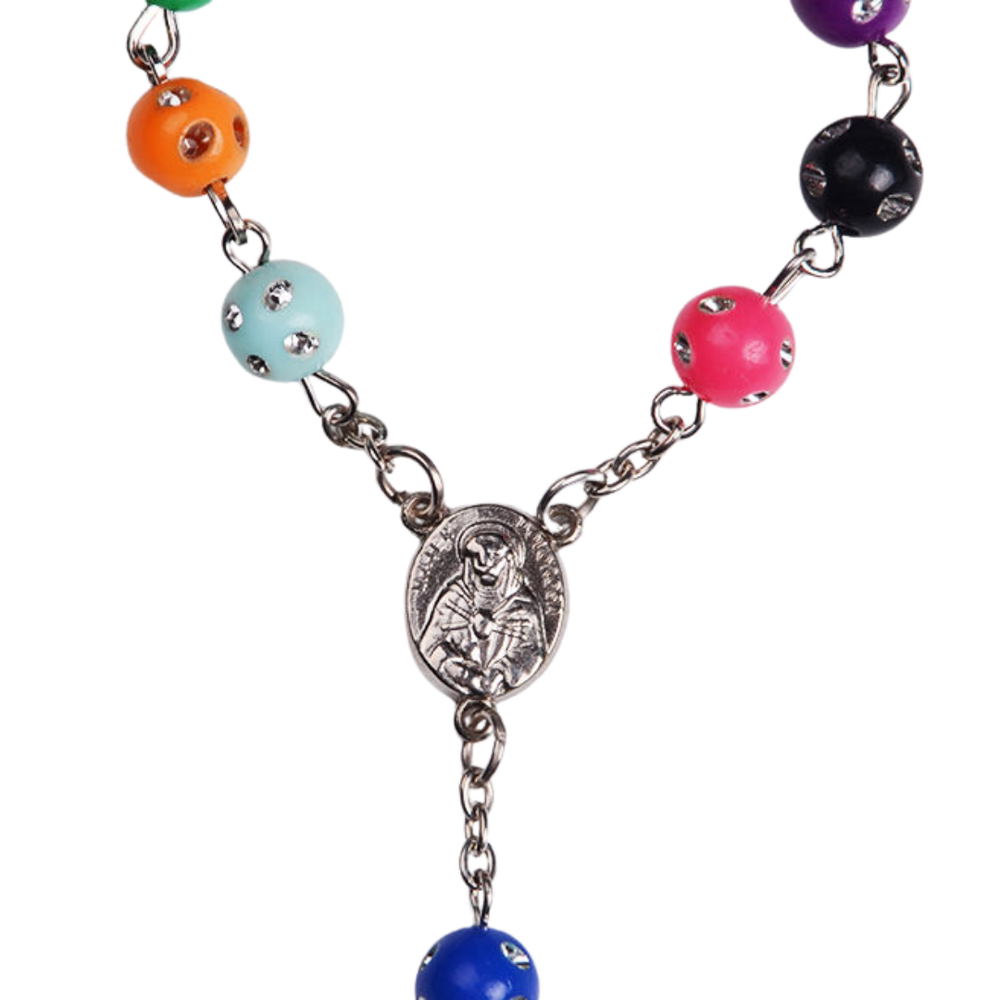 Rainbow Mirror Bead Rosary Bracelet